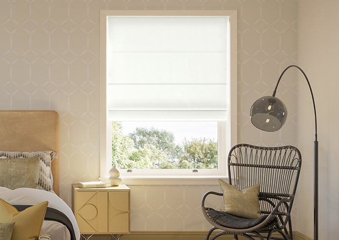 Akoya Faux Silk, Lustre White - Motorised Roman Blind - Image 3